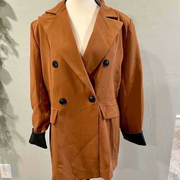 MYLA OVERSIZED BLAZER JACKET-BROWN Sizes Small through Plus - Picture 5 of 9